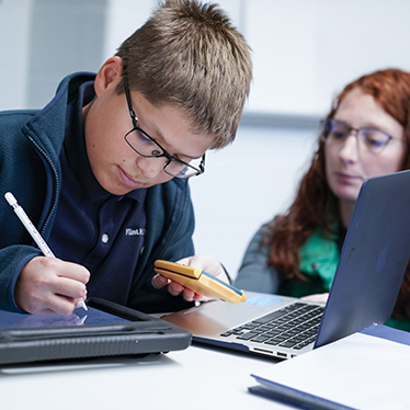 Middle school students in match class